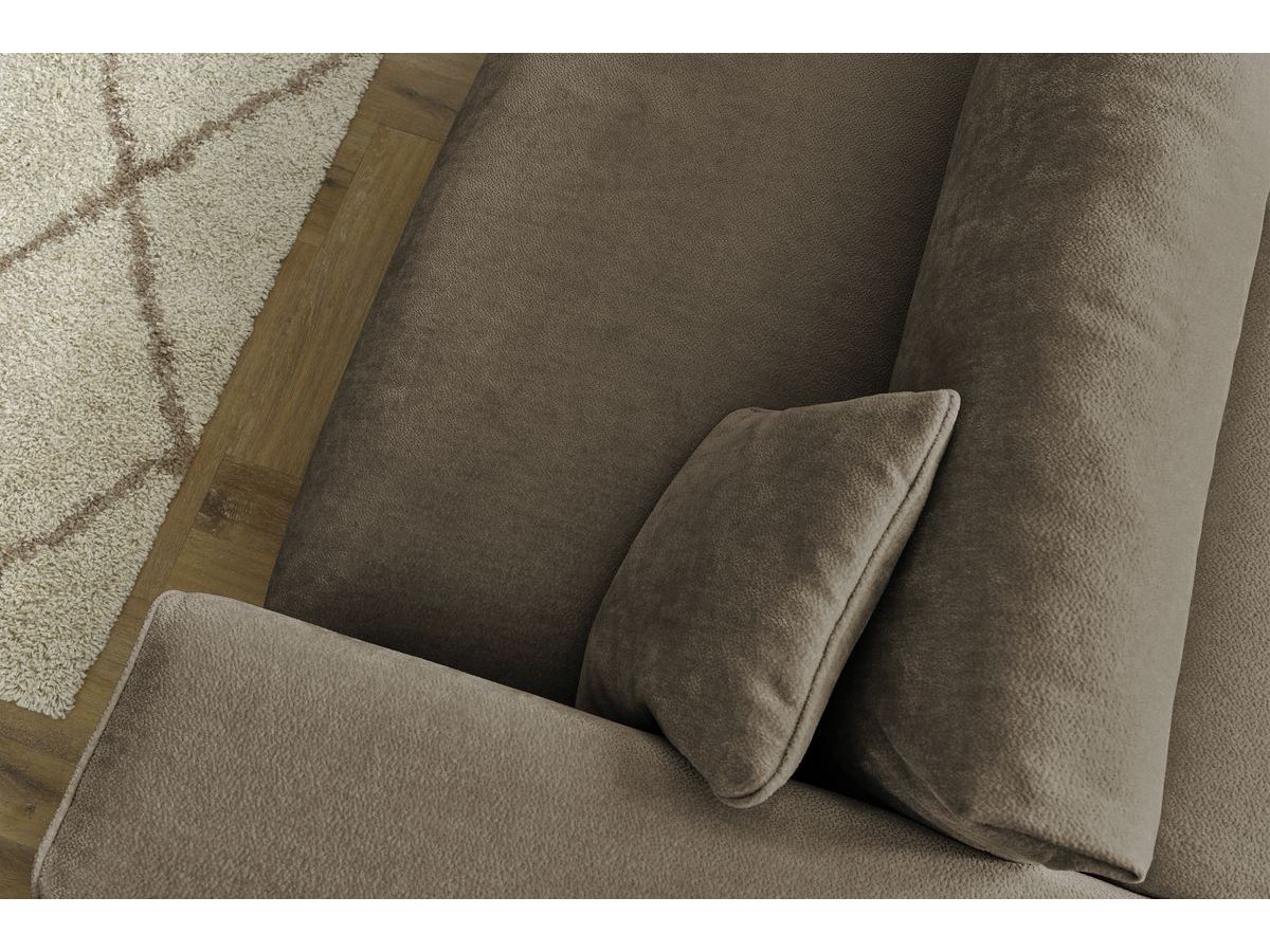 Canapé d'angle fixe EVEREST tissu chiné - Orange - Angle droit - 10 coussins