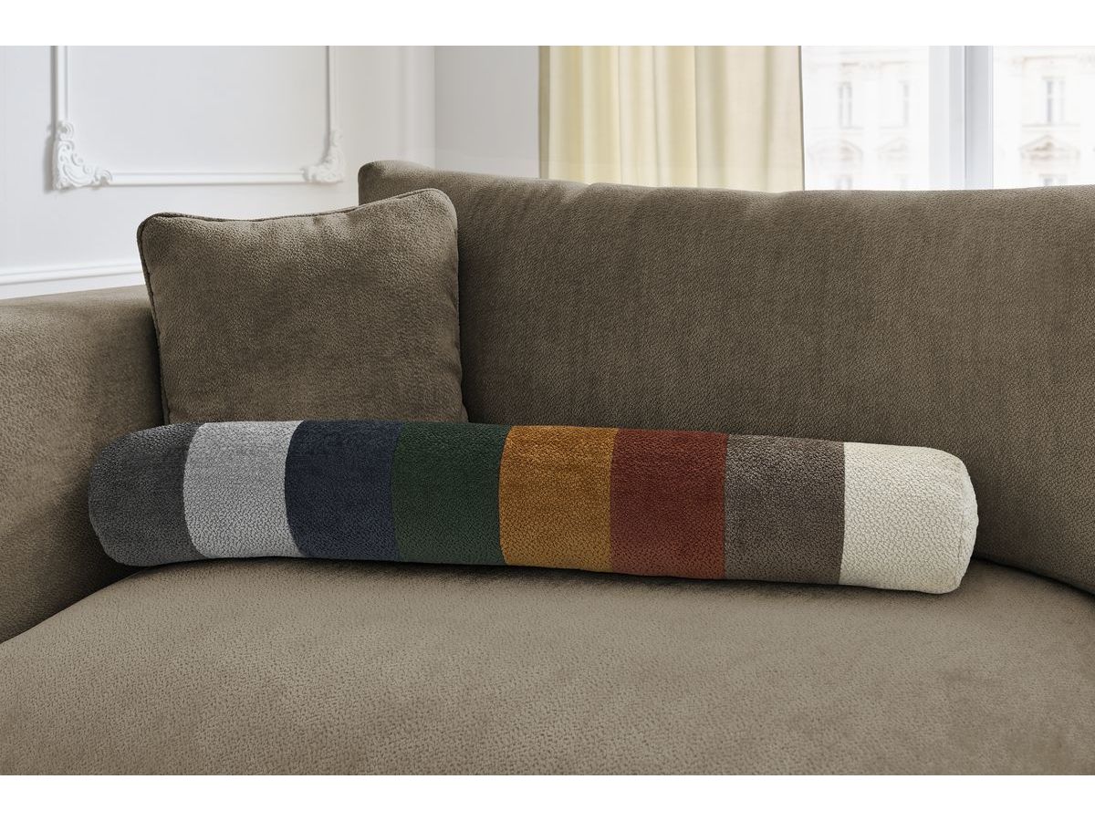 Canapé d'angle fixe EVEREST tissu chiné - Orange - Angle droit - 10 coussins