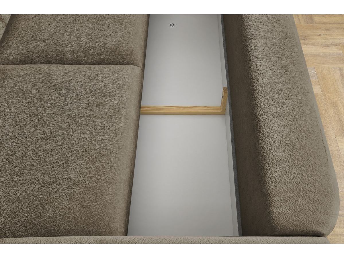Canapé d'angle fixe EVEREST tissu chiné - Orange - Angle droit - 10 coussins