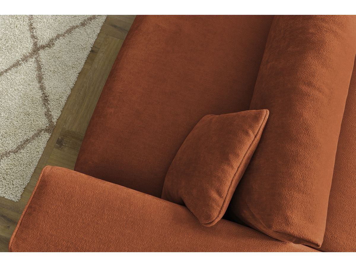 Canapé d'angle fixe EVEREST tissu chiné - Orange - Angle droit - 10 coussins