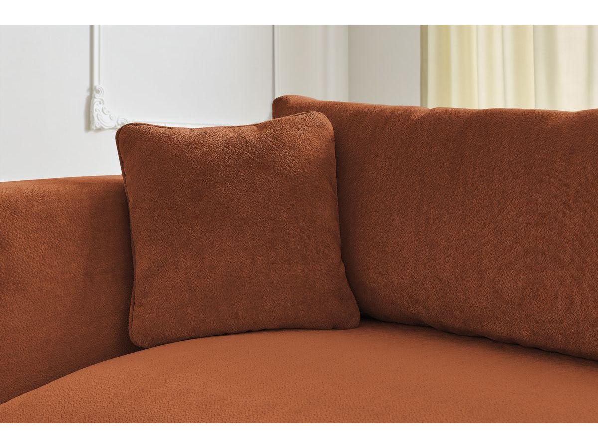 Canapé d'angle fixe EVEREST tissu chiné - Orange - Angle droit - 10 coussins