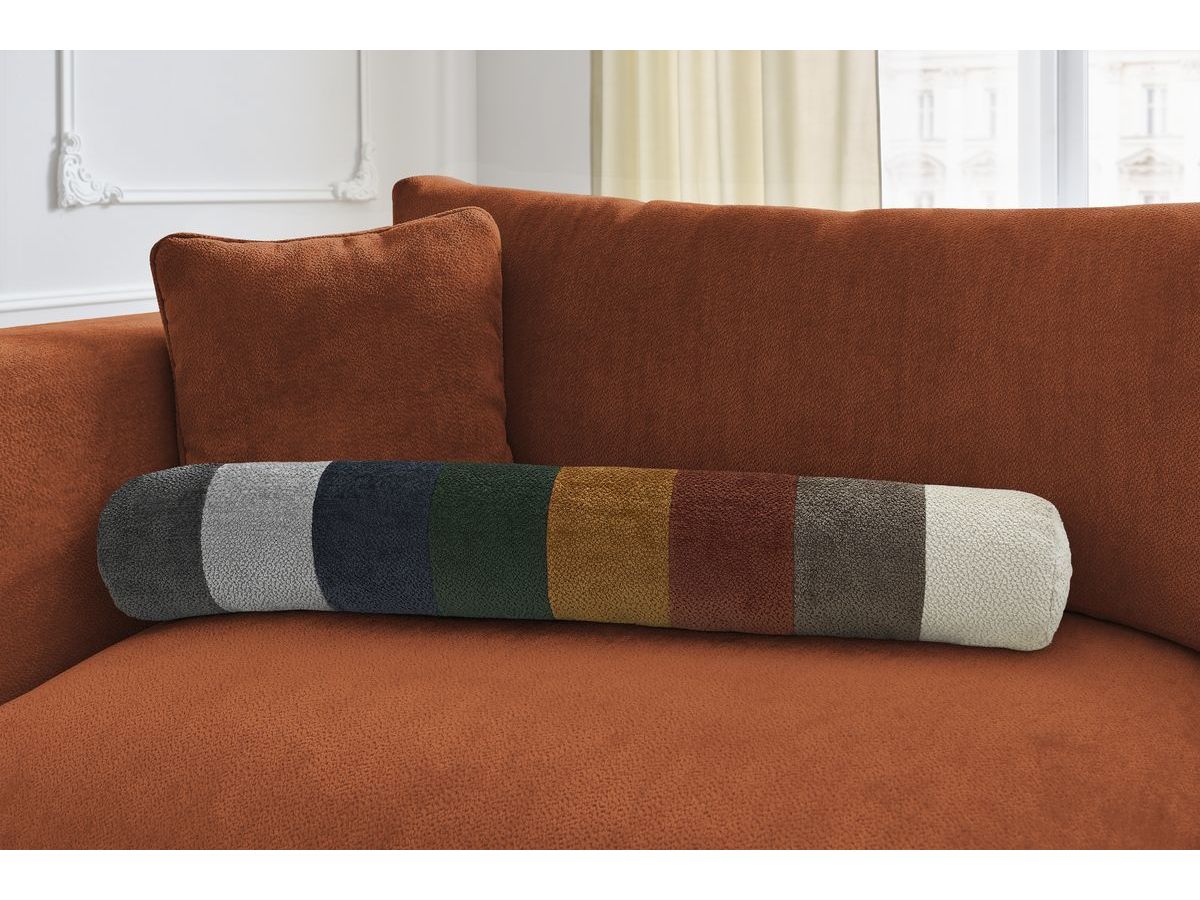 Canapé d'angle fixe EVEREST tissu chiné - Orange - Angle droit - 10 coussins