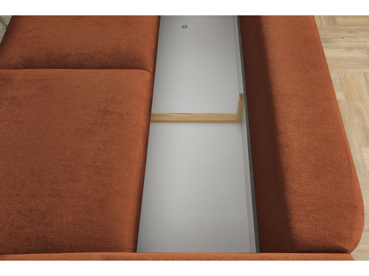 Canapé d'angle fixe EVEREST tissu chiné - Orange - Angle droit - 10 coussins