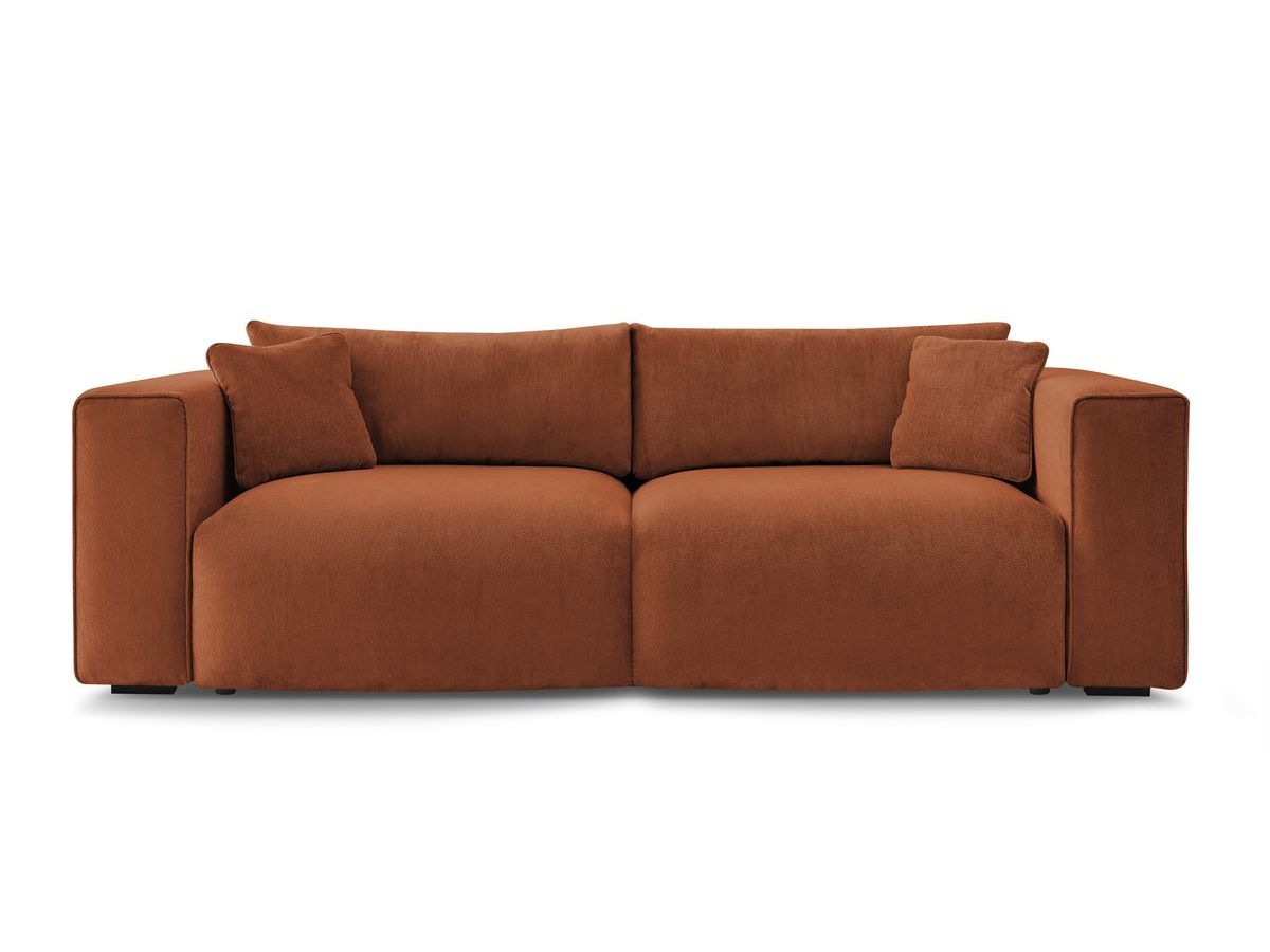 Canapé d'angle fixe EVEREST tissu chiné - Orange - Angle droit - 10 coussins