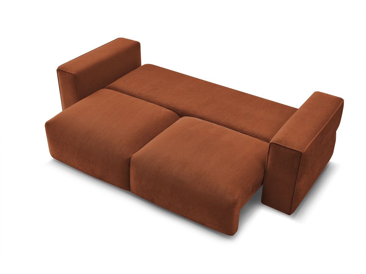 Canapé d'angle fixe EVEREST tissu chiné - Orange - Angle droit - 10 coussins