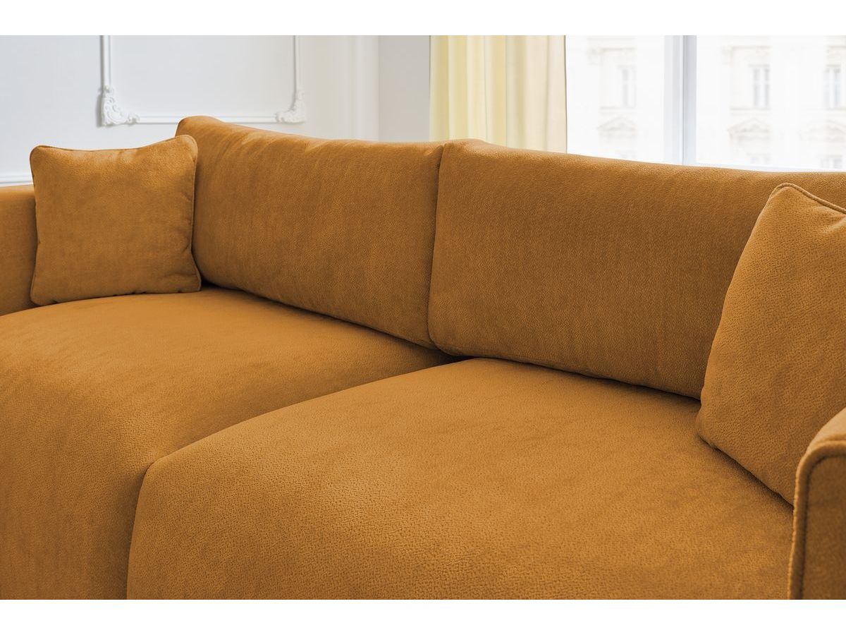 Canapé d'angle fixe EVEREST tissu chiné - Orange - Angle droit - 10 coussins