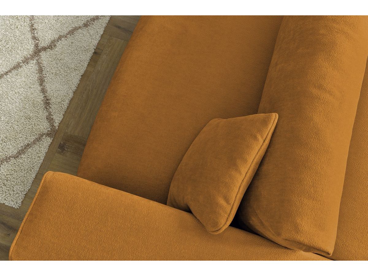 Canapé d'angle fixe EVEREST tissu chiné - Orange - Angle droit - 10 coussins