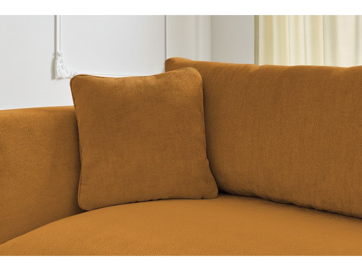 Canapé d'angle fixe EVEREST tissu chiné - Orange - Angle droit - 10 coussins