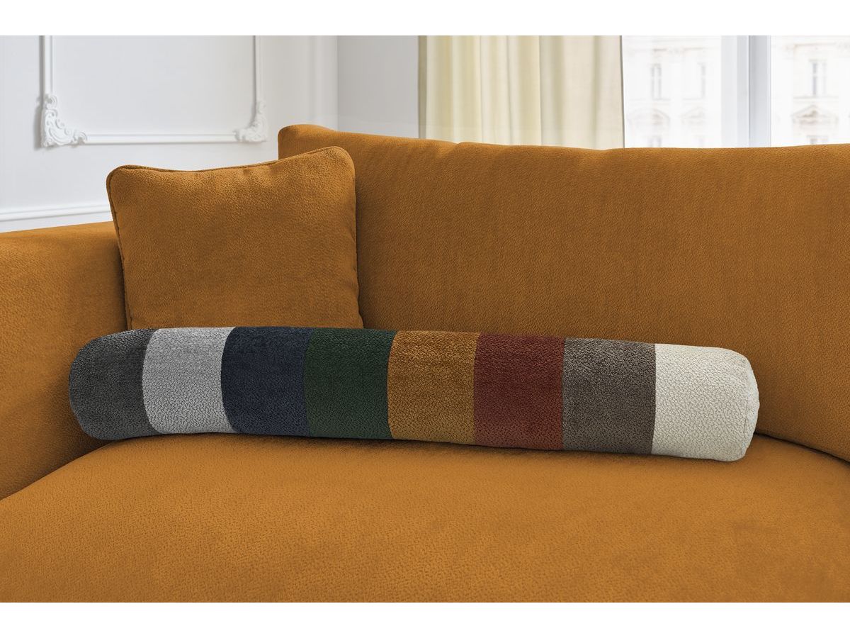 Canapé d'angle fixe EVEREST tissu chiné - Orange - Angle droit - 10 coussins