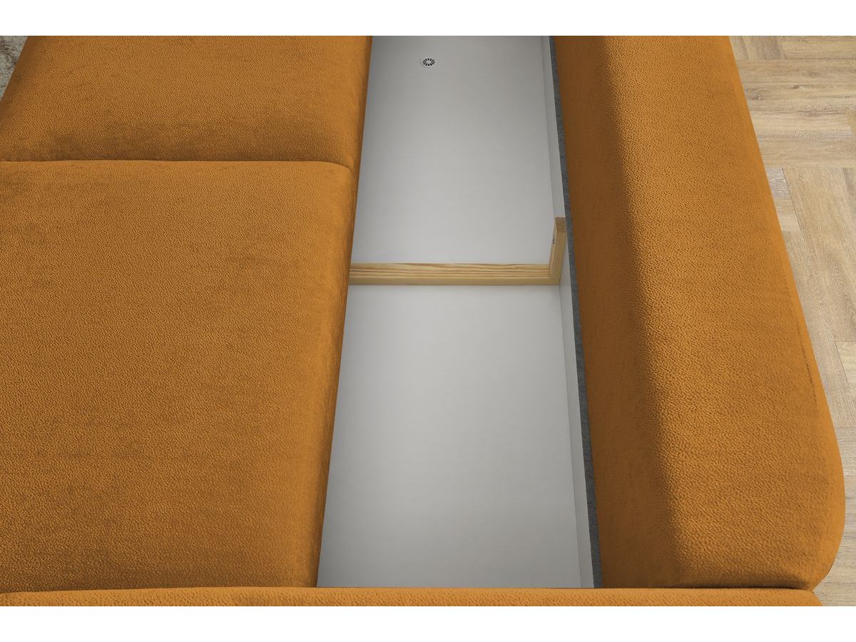 Canapé d'angle fixe EVEREST tissu chiné - Orange - Angle droit - 10 coussins