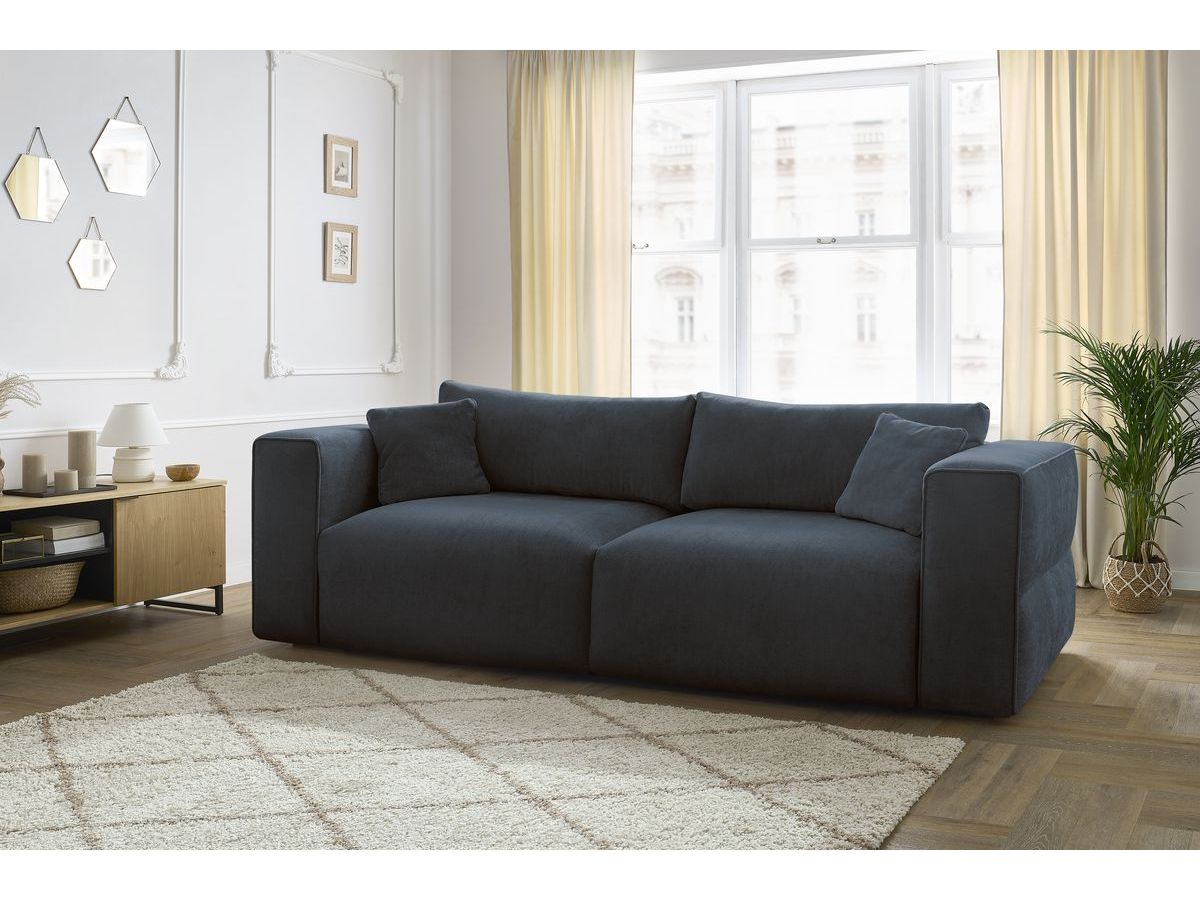 Canapé droit convertible coffre EZECHIEL lisse bleu foncé — vue 5