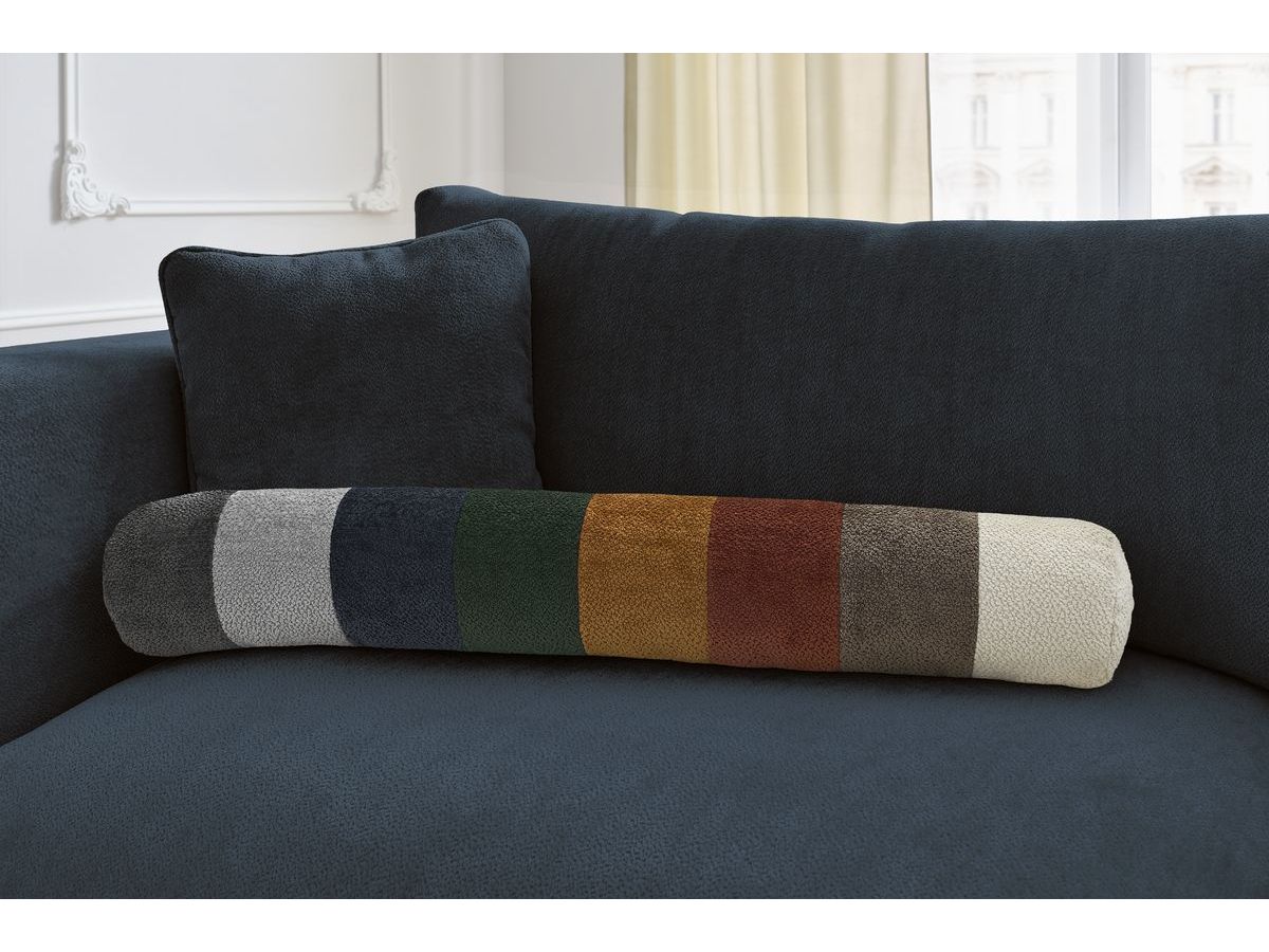 Canapé d'angle fixe EVEREST tissu chiné - Orange - Angle droit - 10 coussins