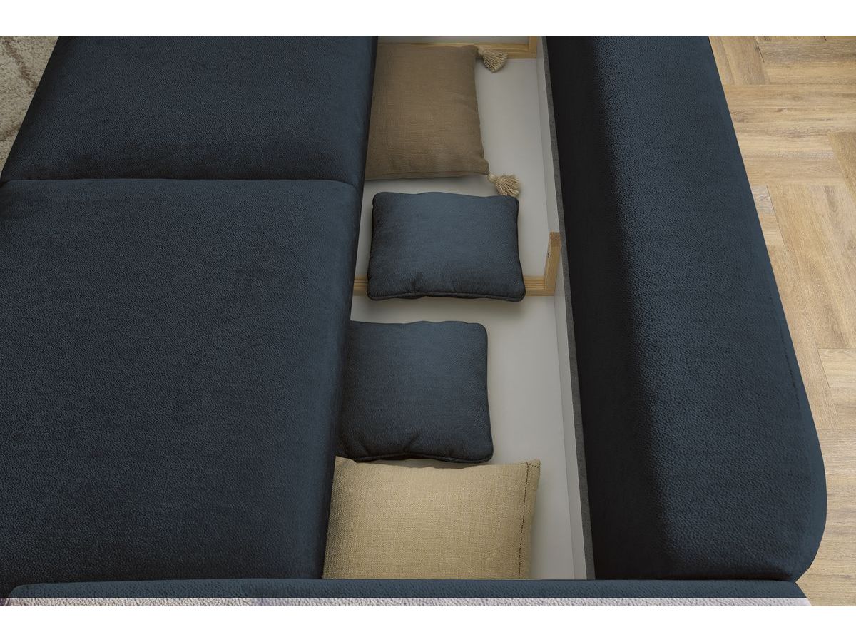 Canapé d'angle fixe EVEREST tissu chiné - Orange - Angle droit - 10 coussins