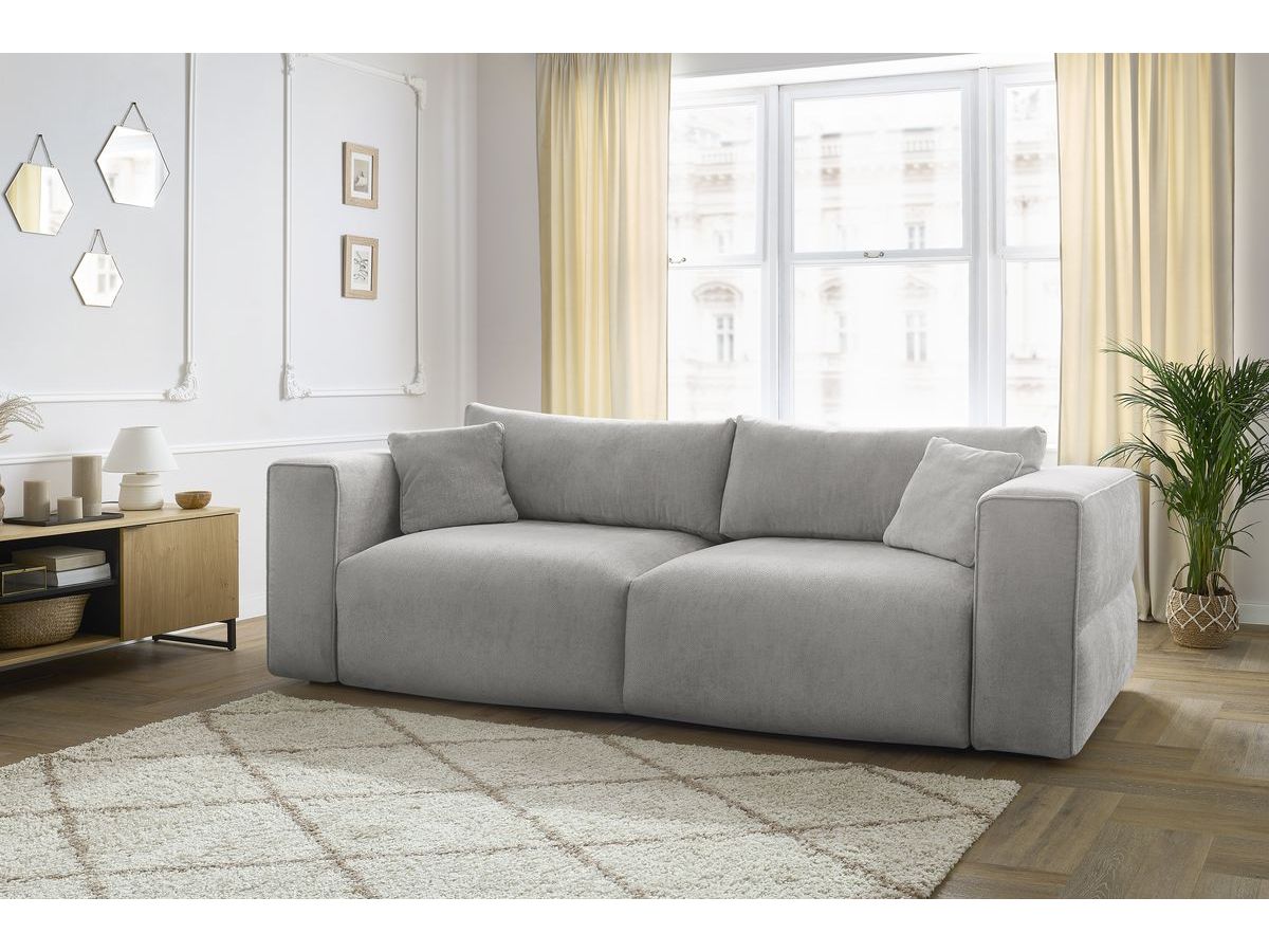 Canapé droit convertible coffre EZECHIEL lisse gris clair — vue 5