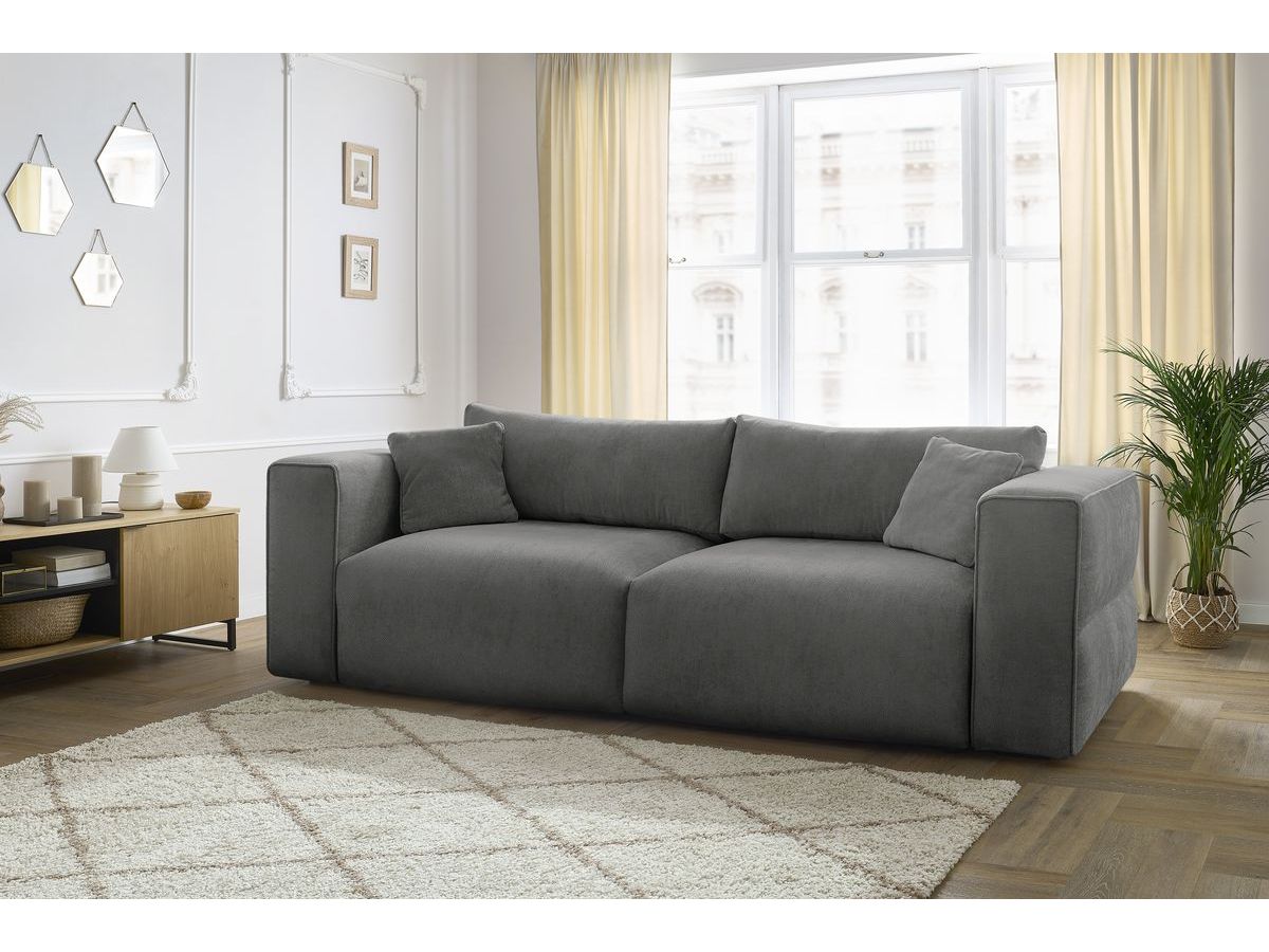 Canapé droit convertible coffre EZECHIEL lisse gris foncé — vue 5