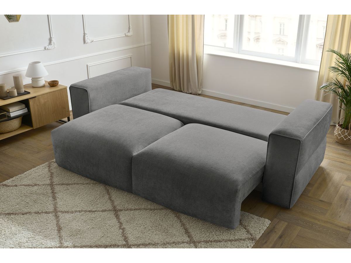 Canapé d'angle fixe EVEREST tissu chiné - Orange - Angle droit - 10 coussins