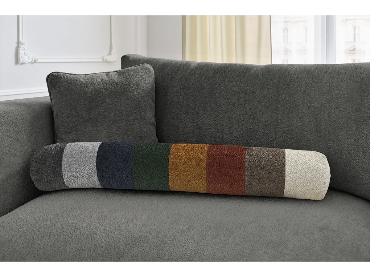 Canapé d'angle fixe EVEREST tissu chiné - Orange - Angle droit - 10 coussins