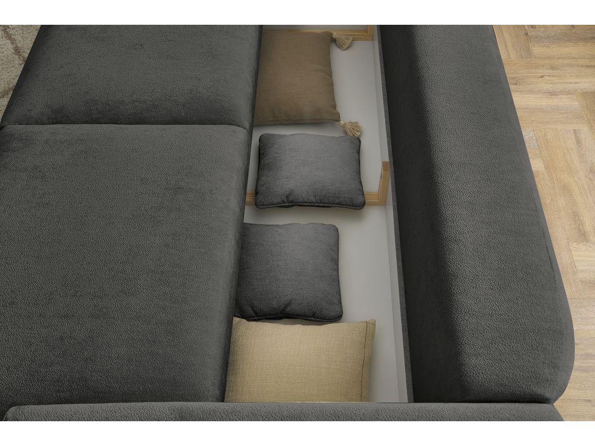 Canapé d'angle fixe EVEREST tissu chiné - Orange - Angle droit - 10 coussins