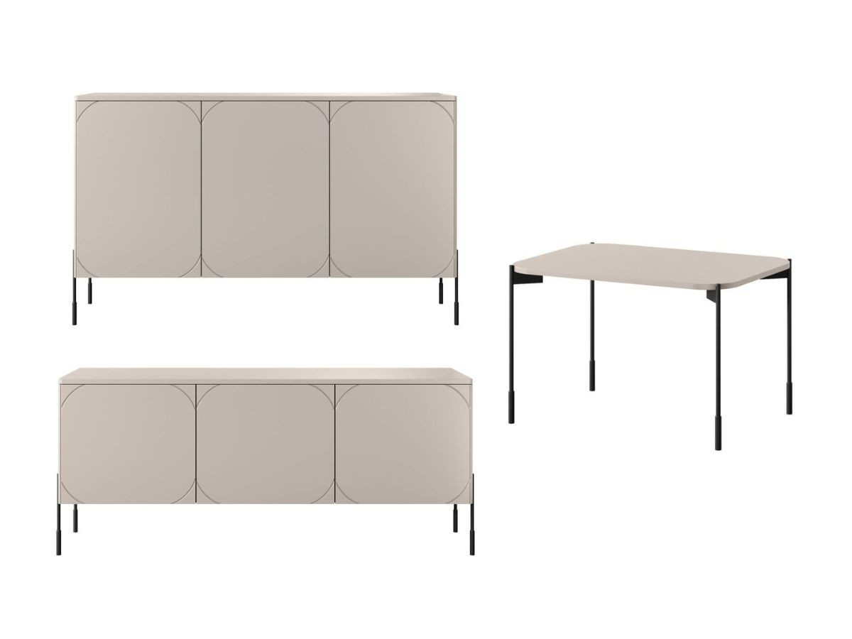 Ensemble TANYA avec buffet 150 cm + meuble TV 150 cm + table basse 70 cm beige   BOBOCHIC