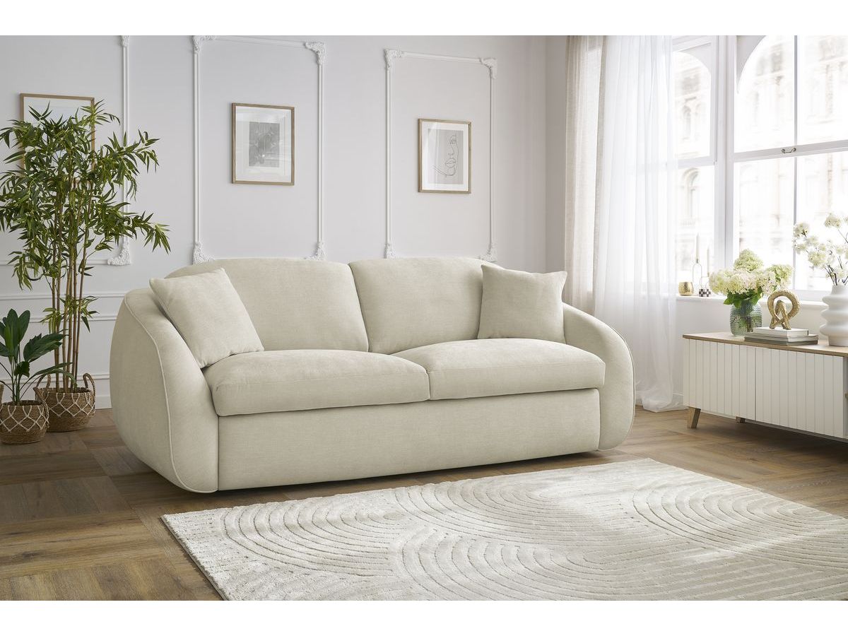 Canapé droit convertible CEZANNE lisse beige — vue 5