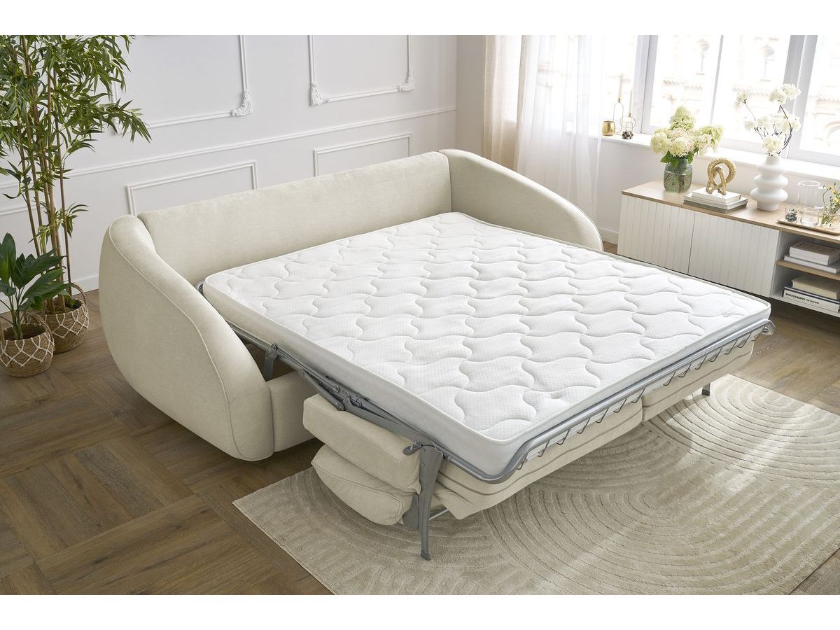 Canapé droit convertible CEZANNE ouverture express tissu lisse