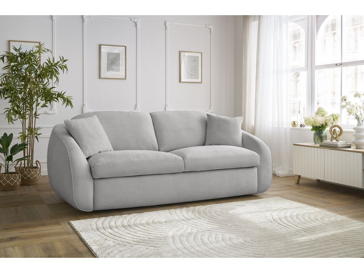 Canapé droit convertible CEZANNE lisse gris clair — vue 5