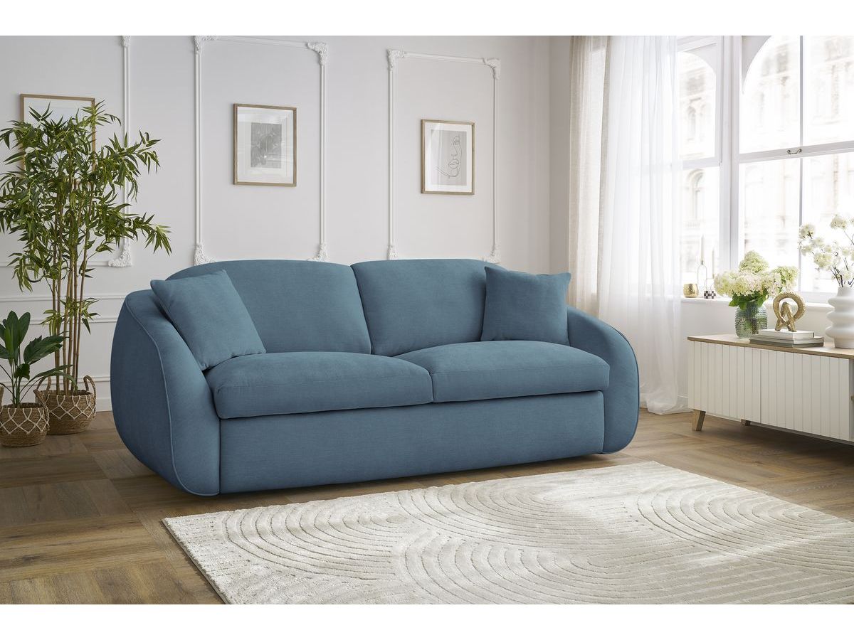 Canapé droit convertible CEZANNE lisse bleu clair — vue 5