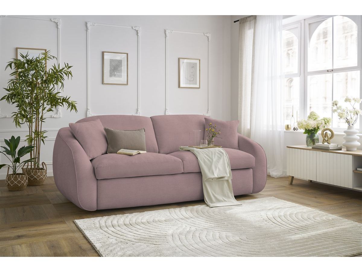 Canapé droit convertible CEZANNE ouverture express tissu lisse