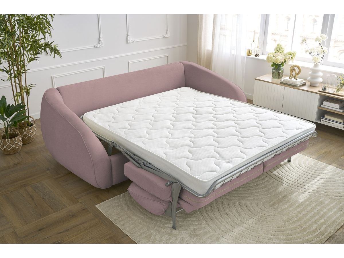 Canapé droit convertible CEZANNE ouverture express tissu lisse