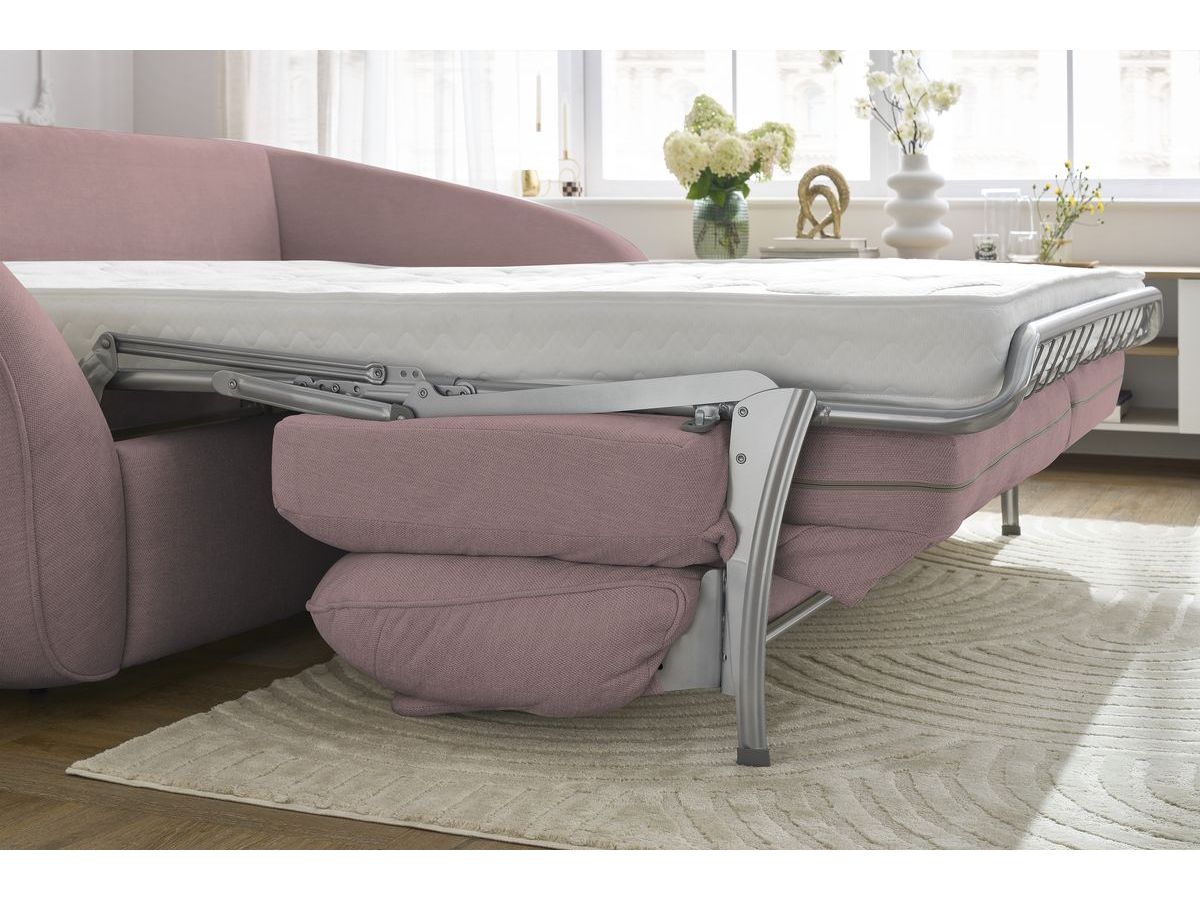 Canapé droit convertible CEZANNE ouverture express tissu lisse