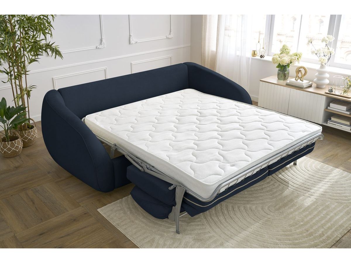 Canapé droit convertible CEZANNE ouverture express tissu lisse