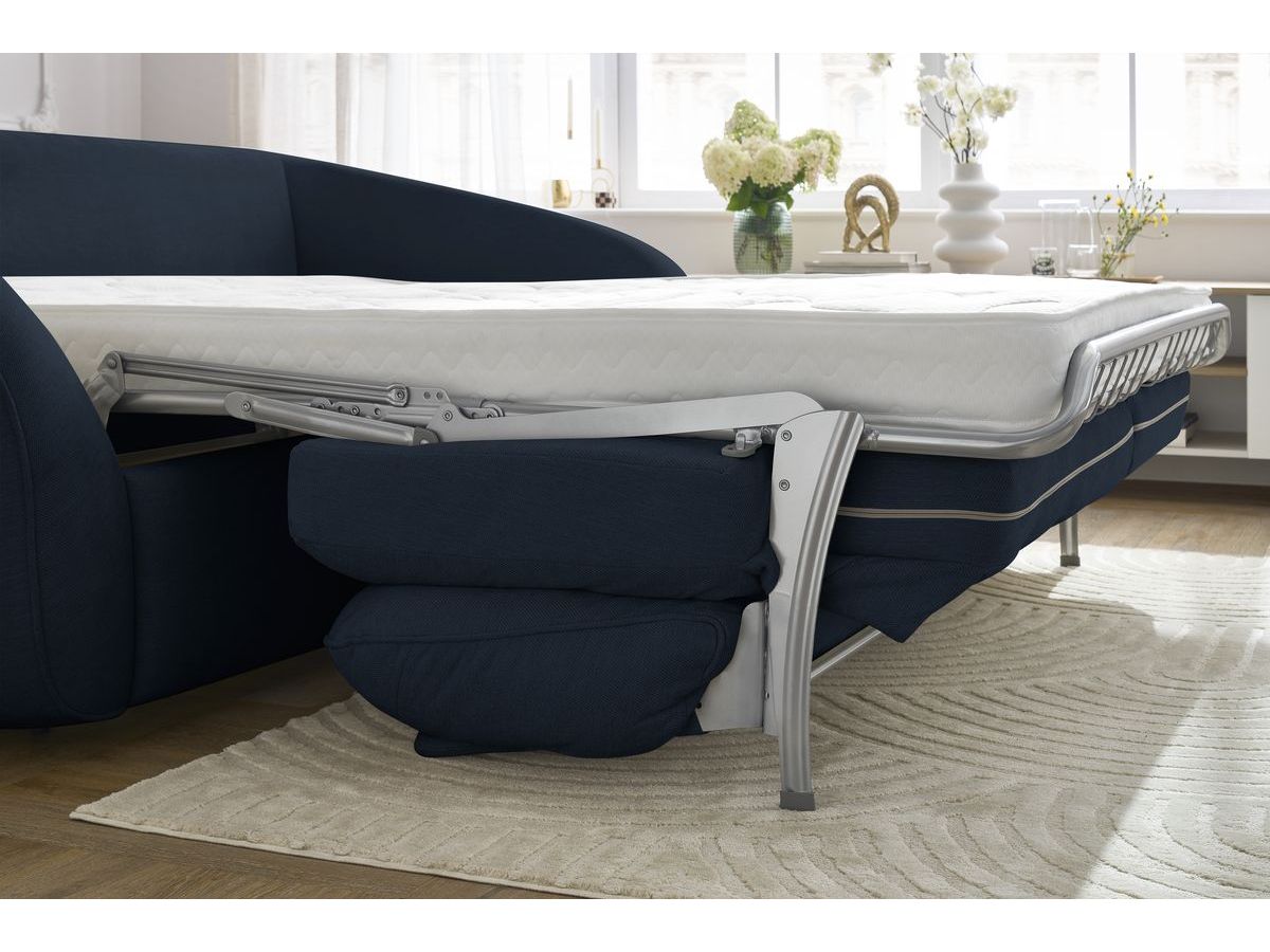 Canapé droit convertible CEZANNE ouverture express tissu lisse