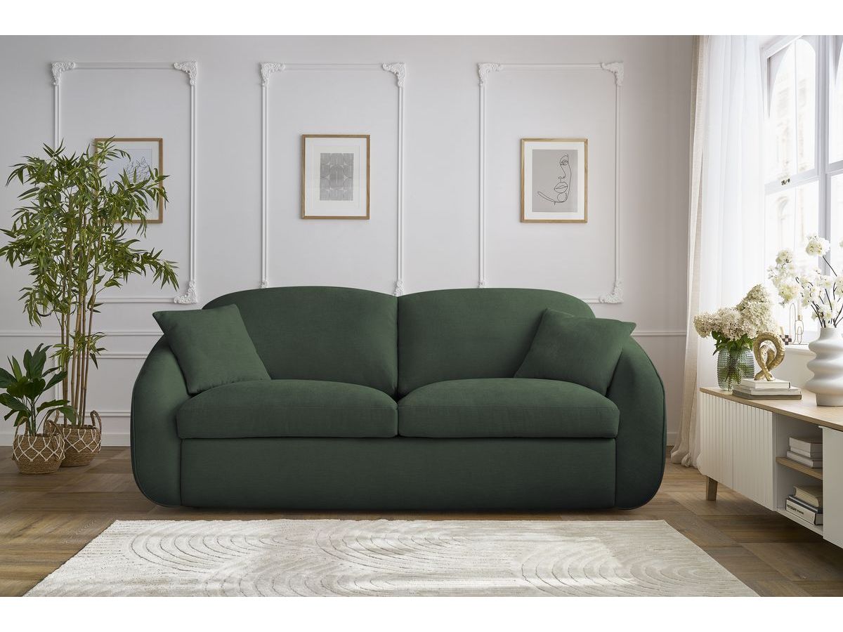 Canapé droit convertible CEZANNE ouverture express tissu lisse