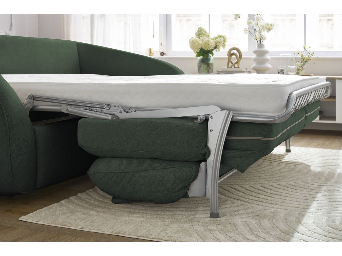 Canapé droit convertible CEZANNE ouverture express tissu lisse