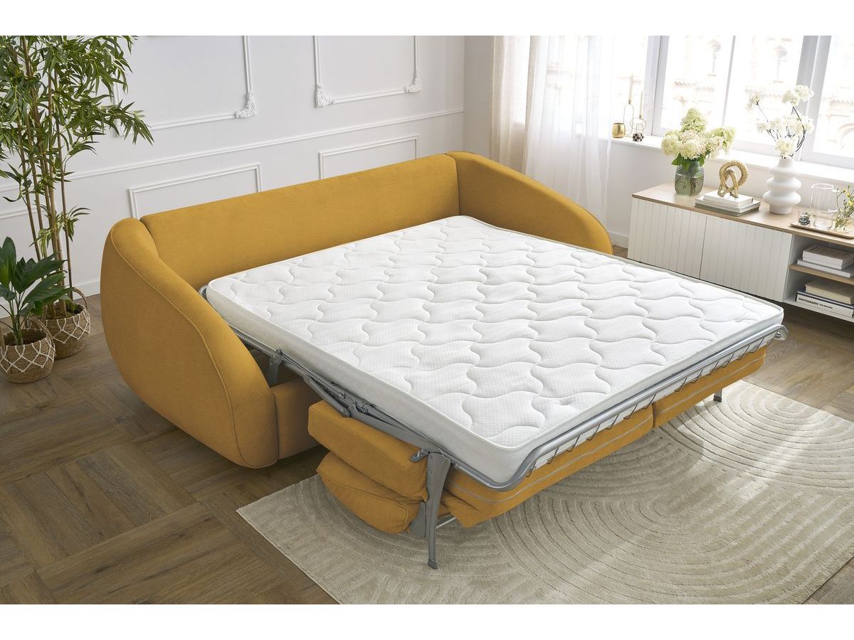 Canapé droit convertible CEZANNE ouverture express tissu lisse