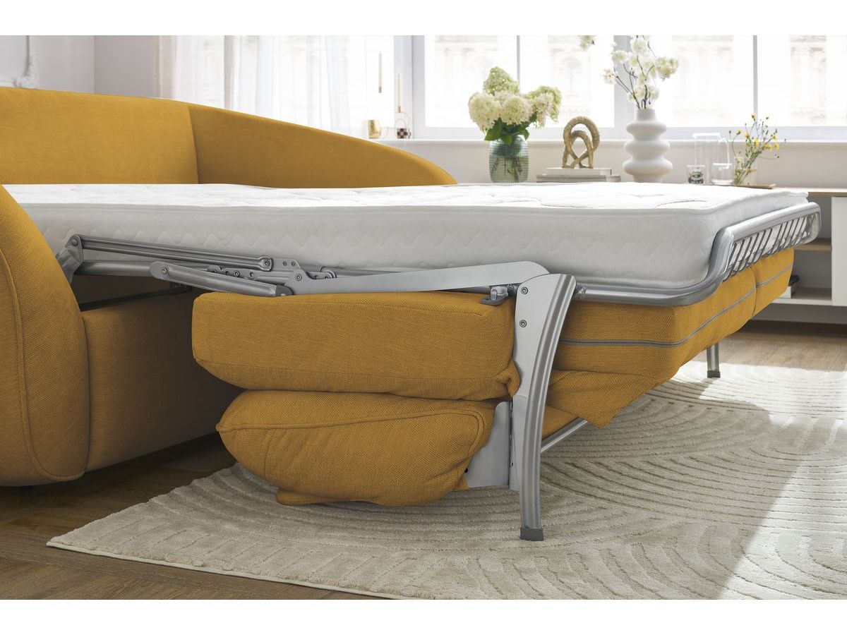 Canapé droit convertible CEZANNE ouverture express tissu lisse