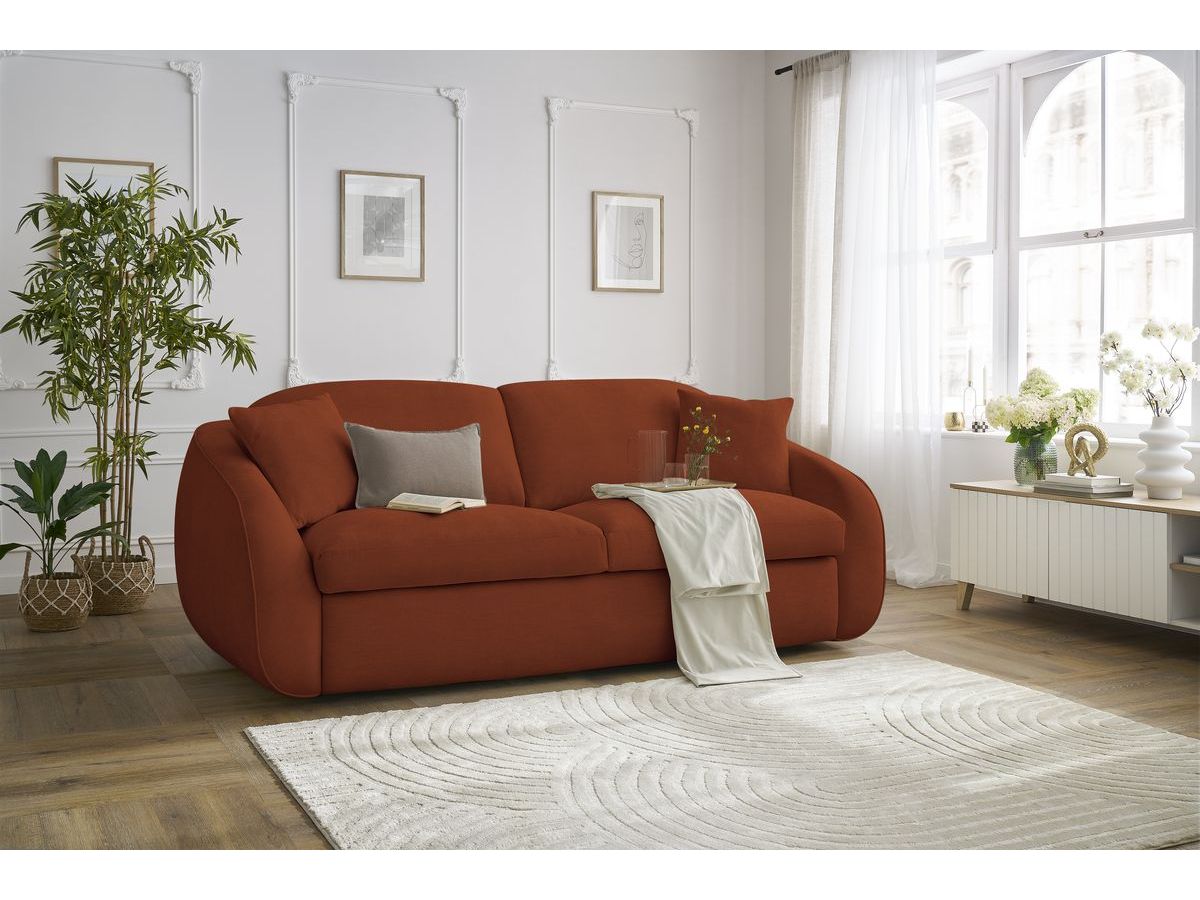 Canapé droit convertible CEZANNE ouverture express tissu lisse