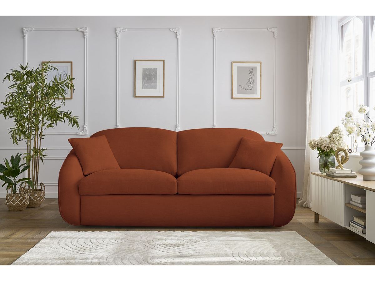 Canapé droit convertible CEZANNE ouverture express tissu lisse