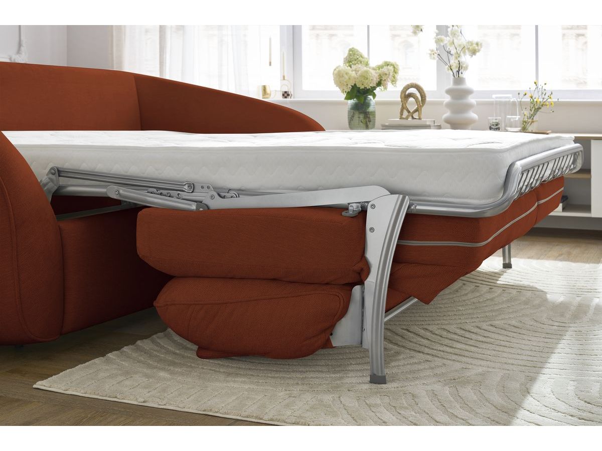 Canapé droit convertible CEZANNE ouverture express tissu lisse