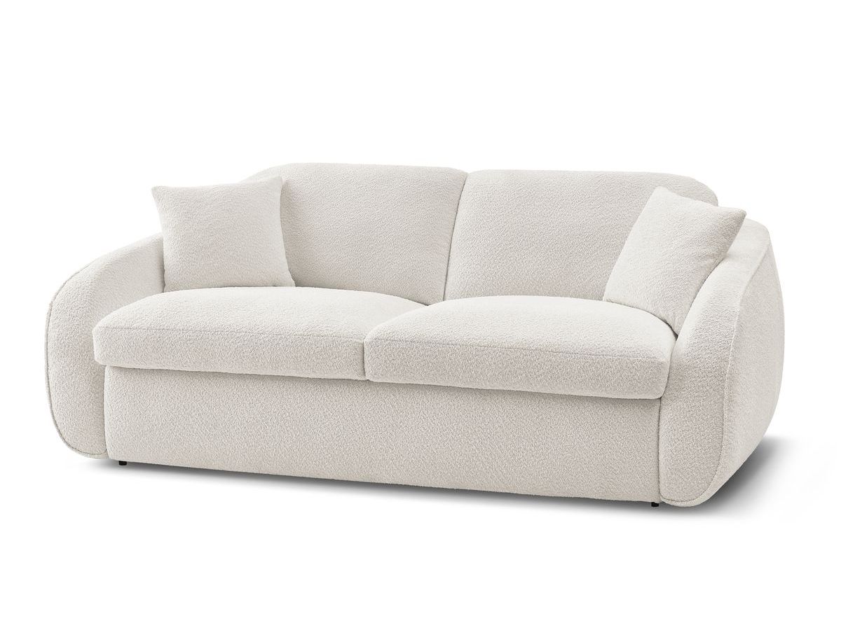 Canapé droit convertible CEZANNE ouverture express tissu bouclette