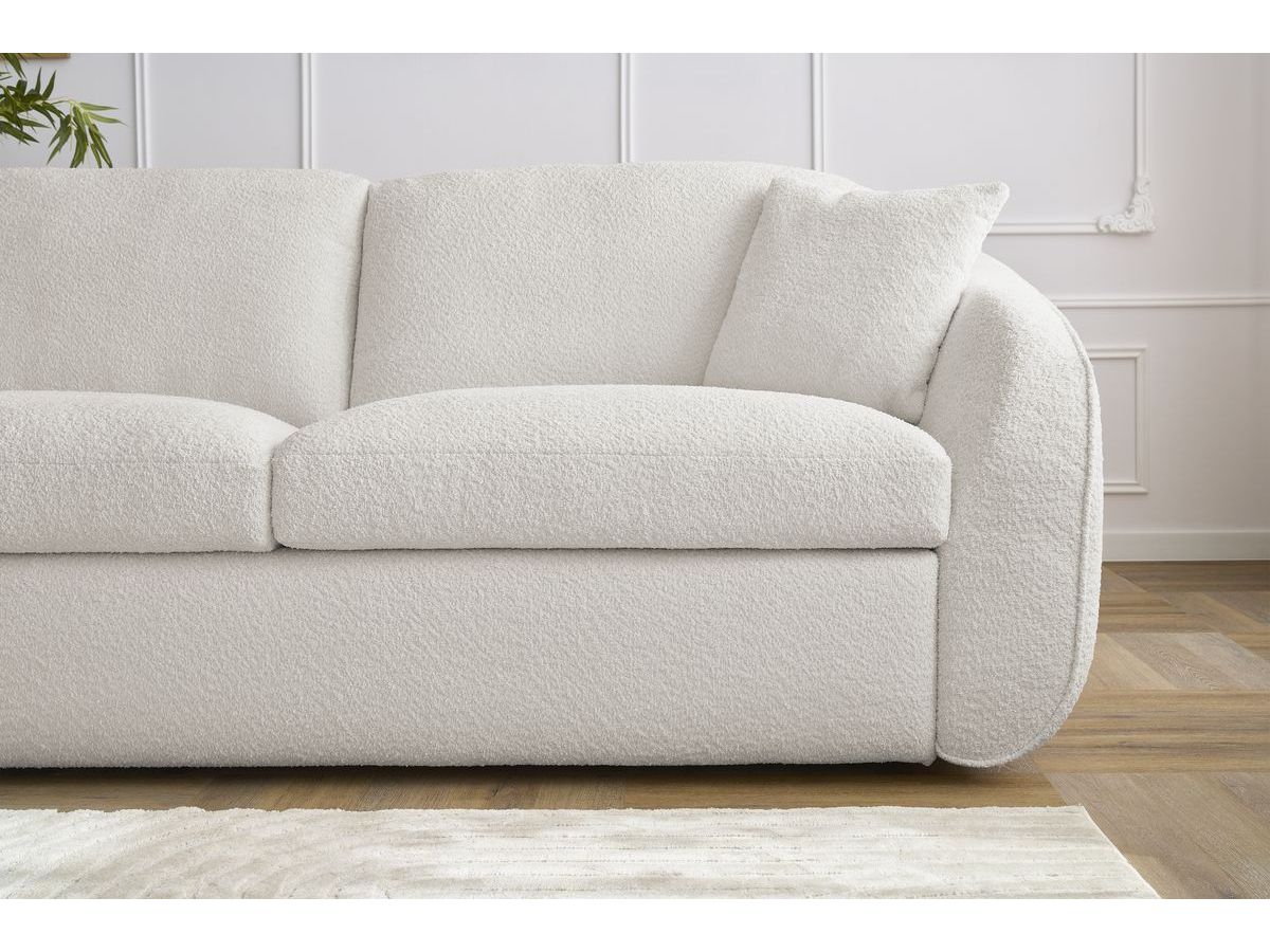 Canapé droit convertible CEZANNE ouverture express tissu bouclette