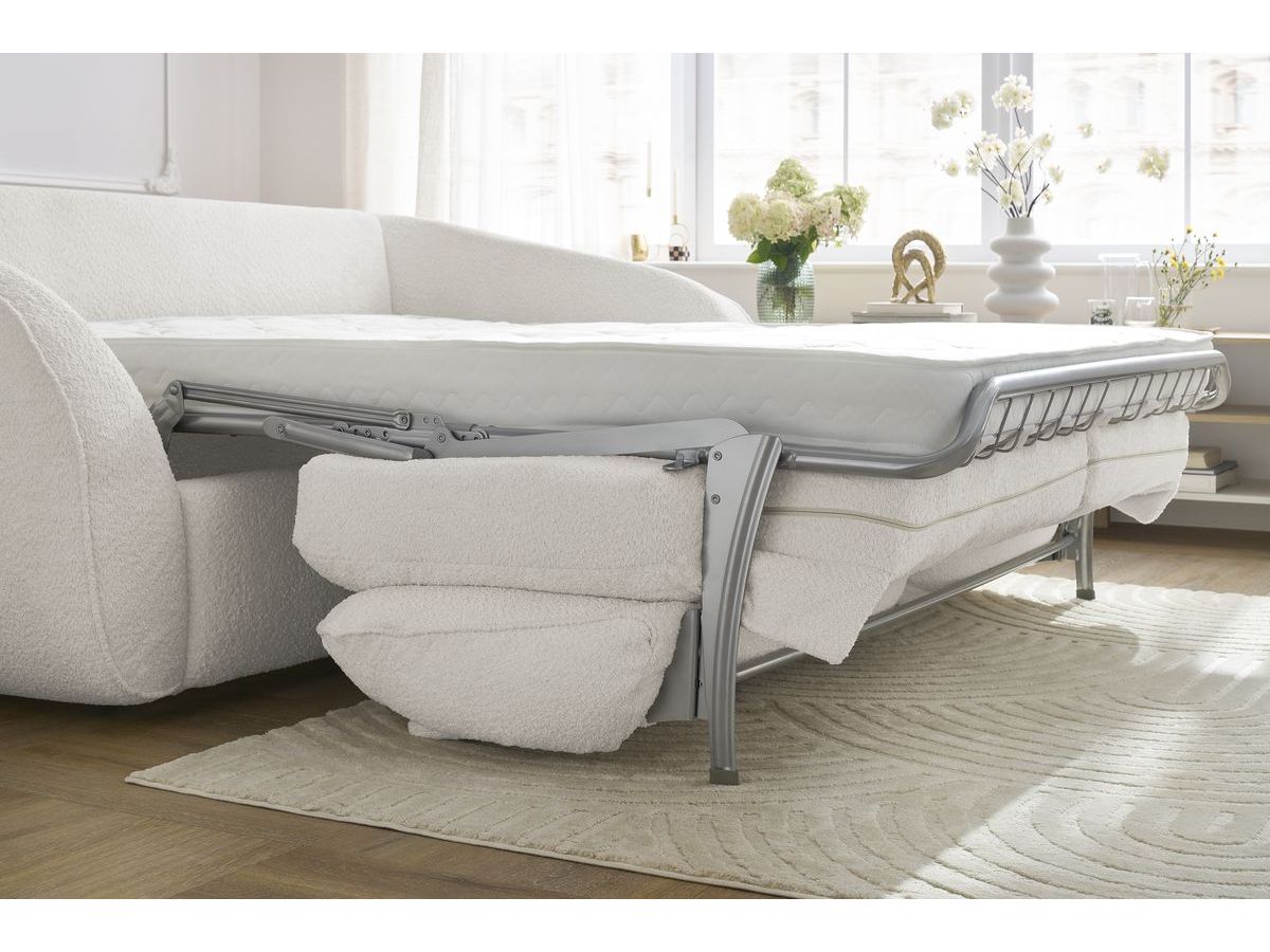 Canapé droit convertible CEZANNE ouverture express tissu bouclette
