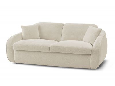 Canapé droit convertible CEZANNE ouverture express tissu bouclette