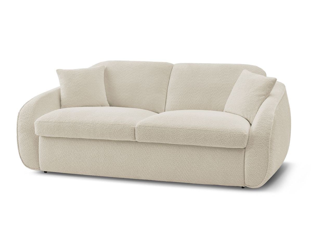 Canapé droit convertible CEZANNE ouverture express tissu bouclette