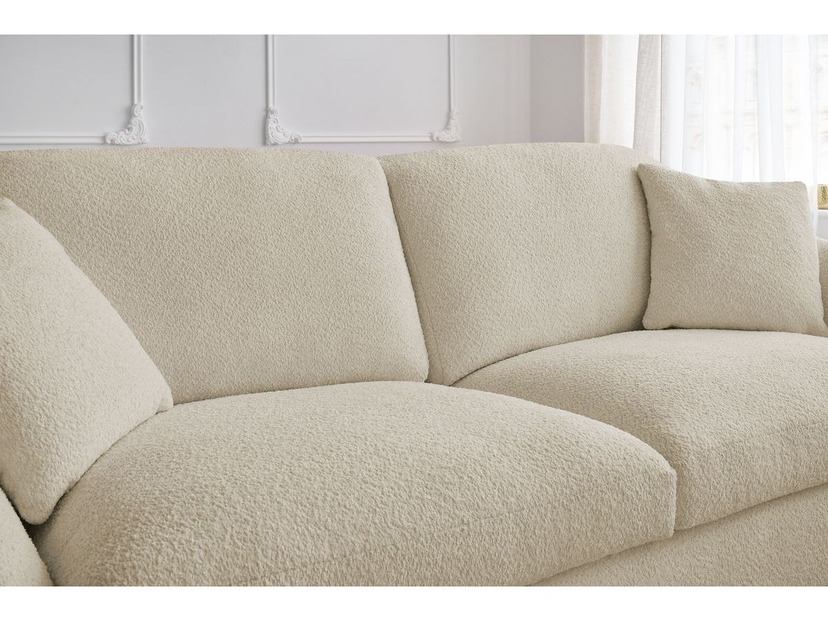 Canapé droit convertible CEZANNE ouverture express tissu bouclette