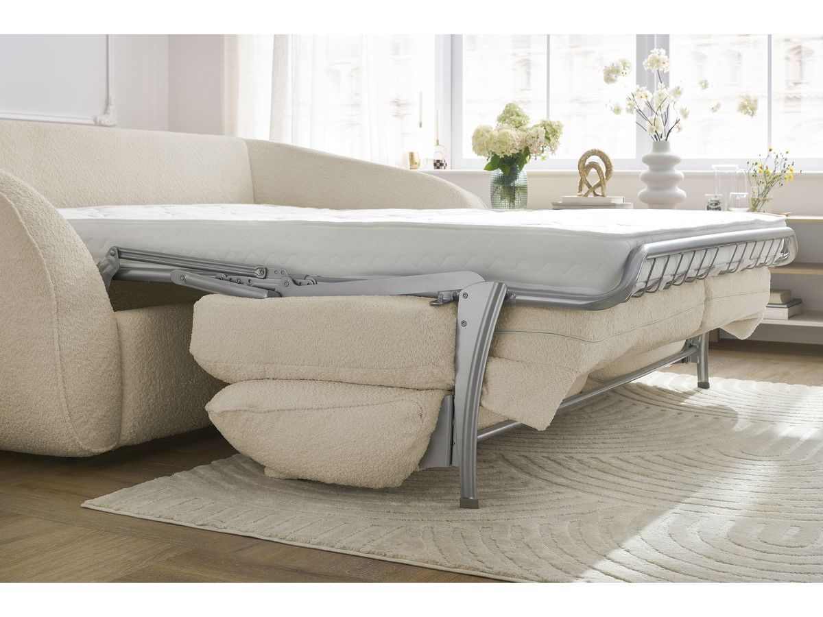 Canapé droit convertible CEZANNE ouverture express tissu bouclette