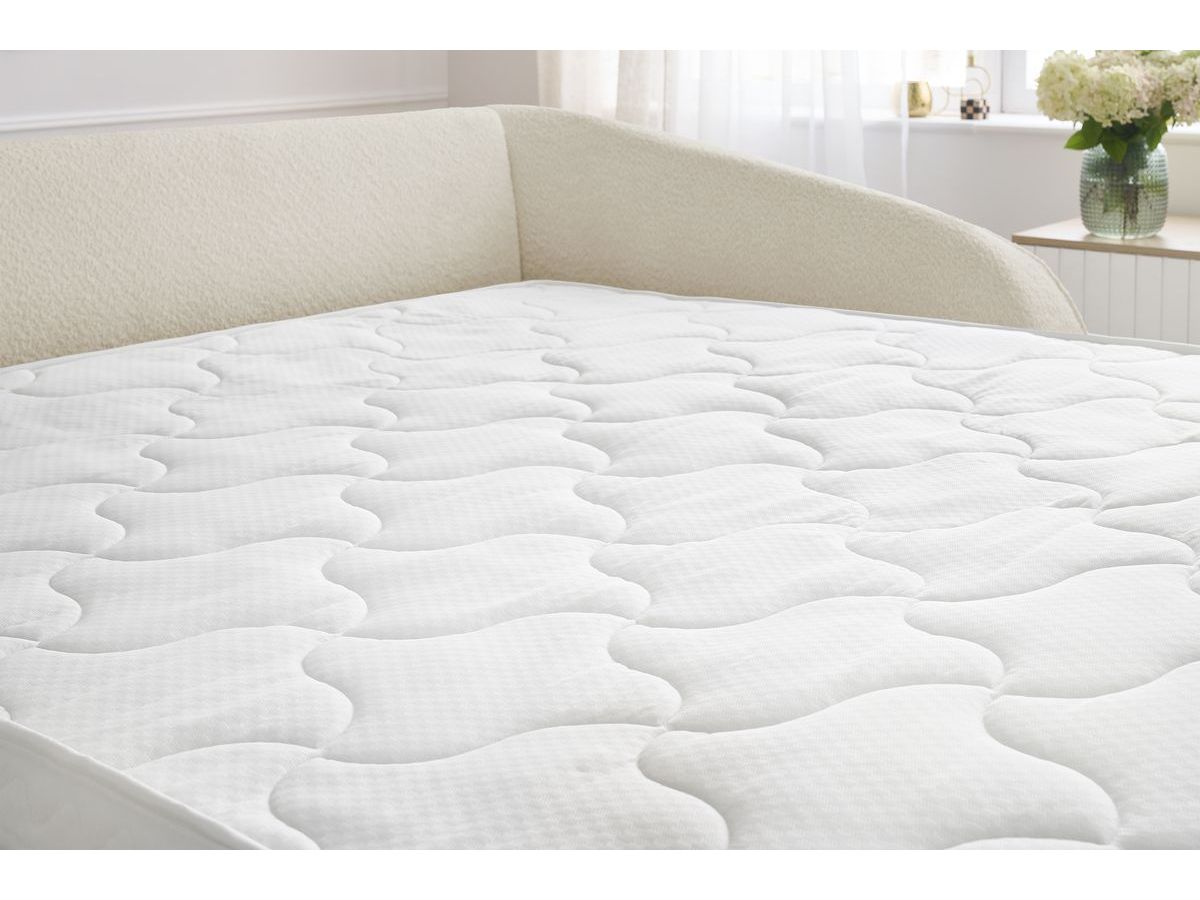 Canapé droit convertible CEZANNE ouverture express tissu bouclette