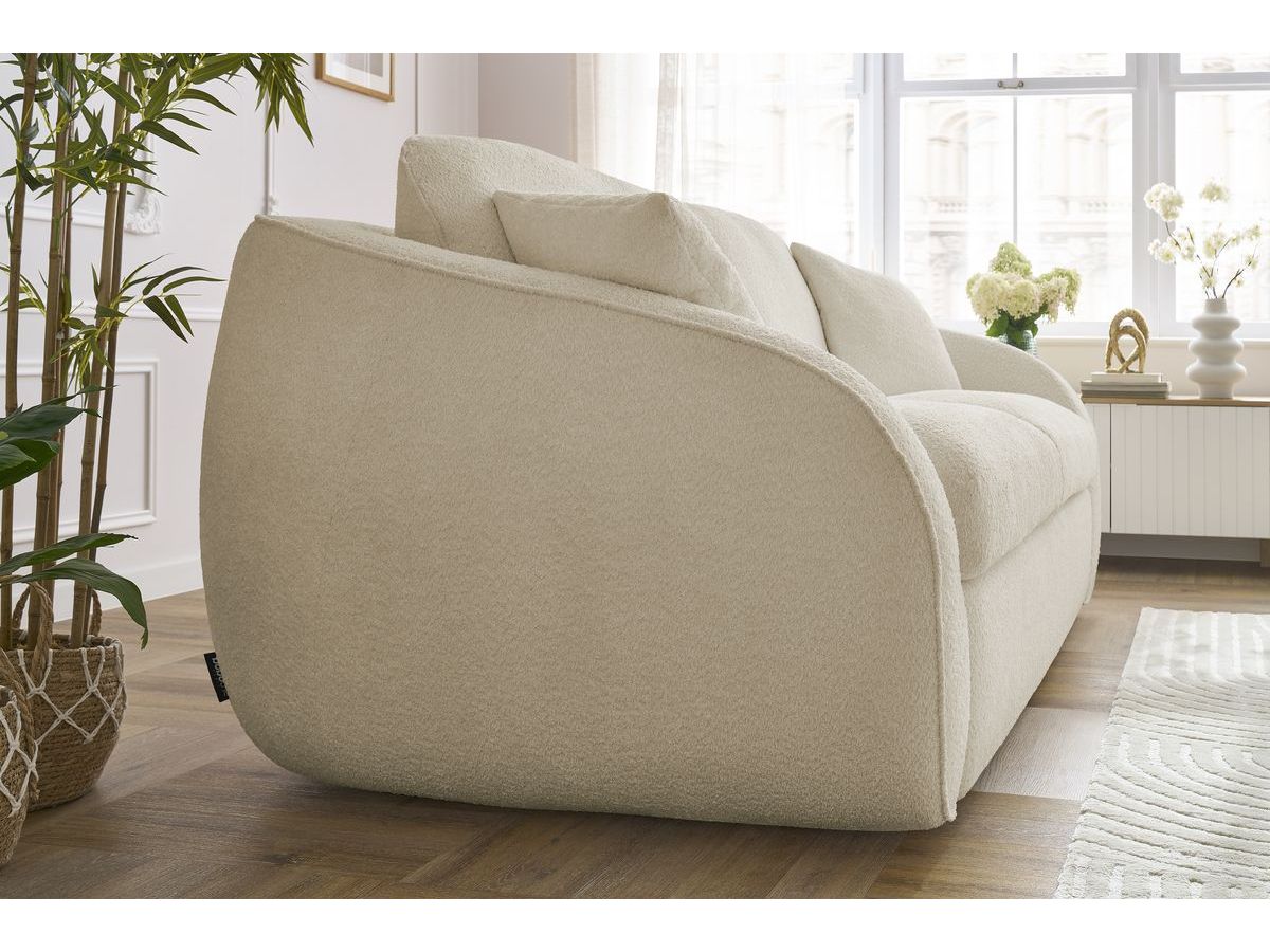 Canapé droit convertible CEZANNE ouverture express tissu bouclette