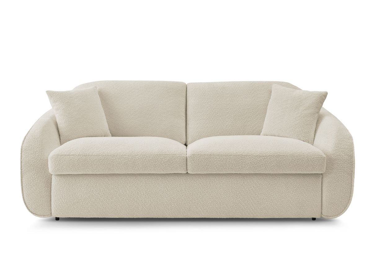 Canapé droit convertible CEZANNE ouverture express tissu bouclette