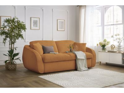 Canapé droit convertible CEZANNE ouverture express tissu bouclette